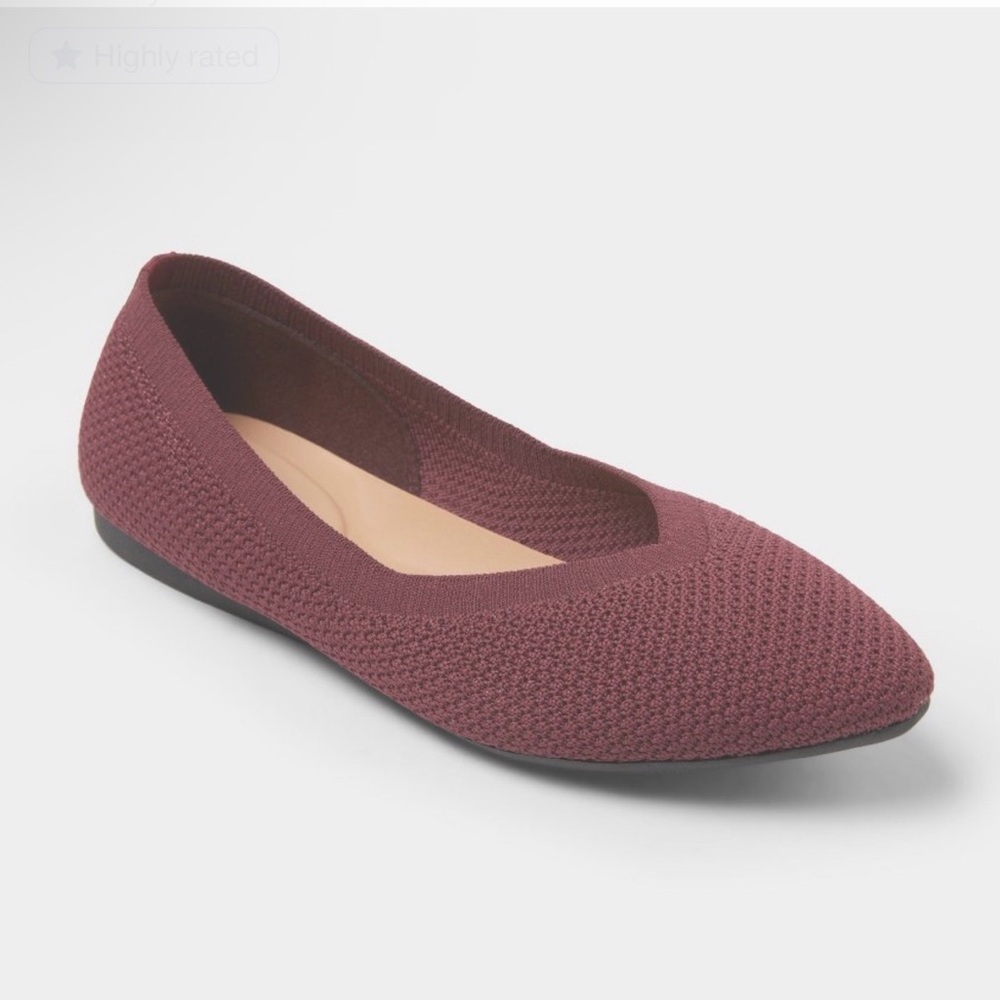 Rothy’s Dup Woman’s New Day Knit Washable Ballet Flats Burgundy Size 8 New